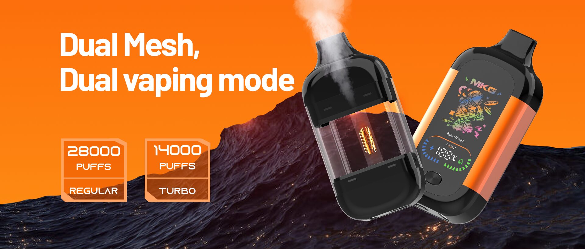 Arobar is new disposable vape product. Digital screen smart displays e-liquid capacity and power control. 22ml e-liquid capacity by 1.0 ohm mesh coil core